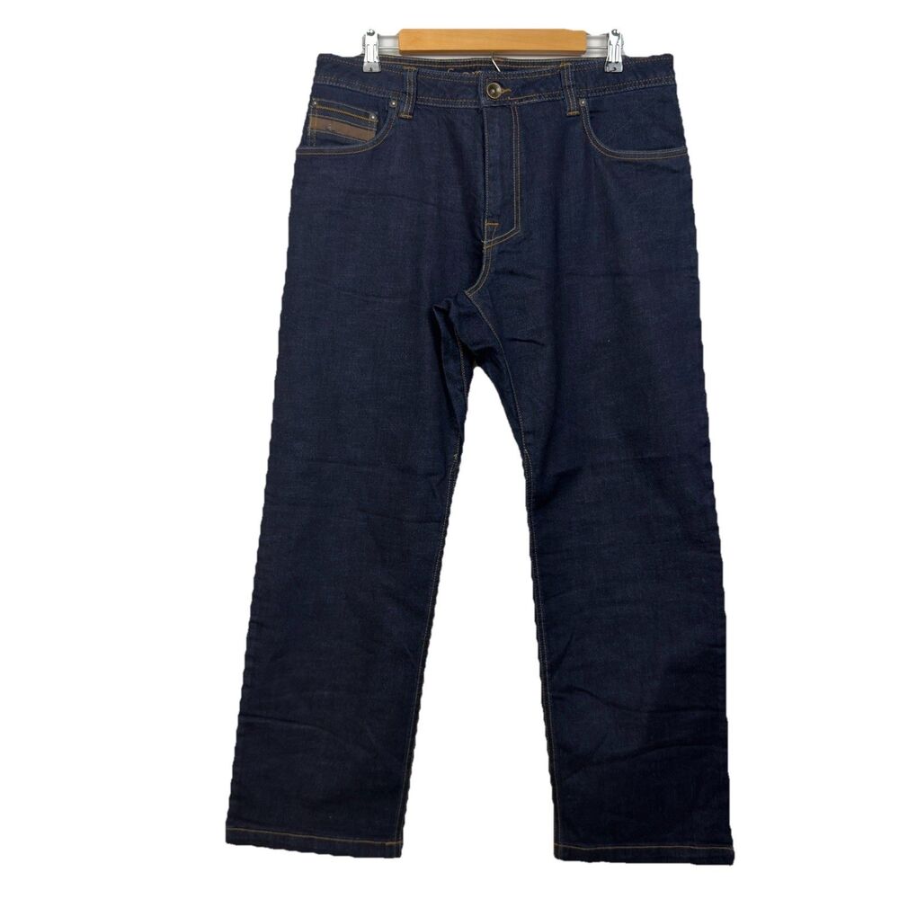 prAna Axiom Straight Leg Jeans NWOT Mens 36x30 (Tag 34) Dark Wash Stretch Denim